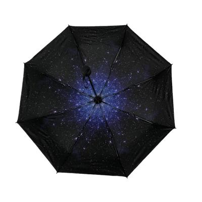 China Mystery Star Night Sky 5 Folding Umbrella Black Coating Starry Custom Opaque for sale