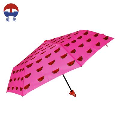 China China Manufacturer Wholesale Cheap Folding Umbrellas Digital Printing Lady 3 Mini Promotional Umbrella Times Of Watermelon for sale