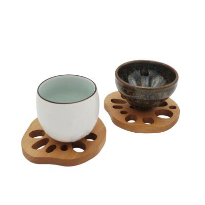 China Factory Supply Sustainable OEM/ODM Laser Cut Bamboo Coasters Lotus Root Shape For Table Top Decor for sale