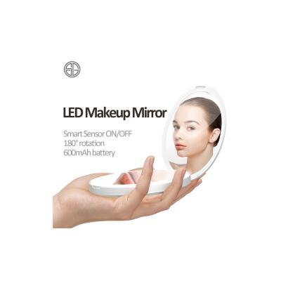 China Hot Sale Lighted Led Makeup Mirror 600 Mah Battery Portable Lighted Bag Mirror for sale