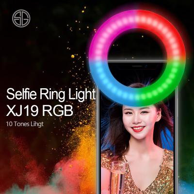 China Rechargeable Phone RGB Selfie LED Ring Light Makeup Colorful Clip-on Instant Sufficiency Lighting Beauty Selfie Ringlight For Mobile Phone for sale