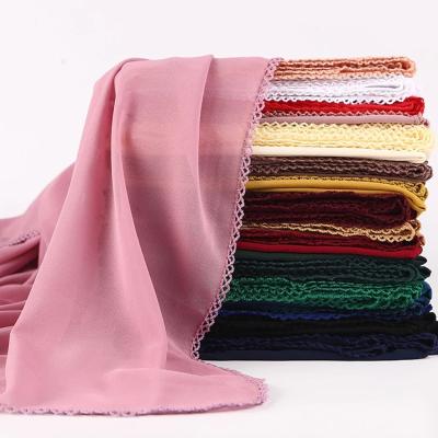 China Fashion QUICK DRY Women Lace Up Bubble Chiffon Square Scarf Malaysia Hijab Wrap Shawls Muslim Veil Along Edges for sale