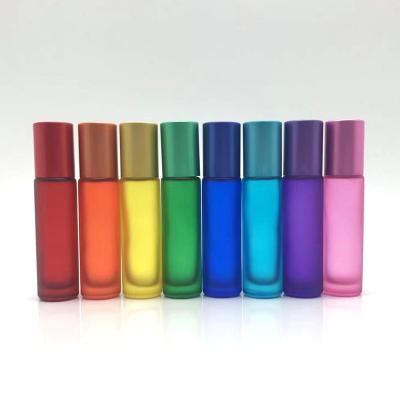 China Non Spill Multifunctional Rainbow Color Glass Roll Bottle Amazon Hot Selling Essential Oil 10ml for sale