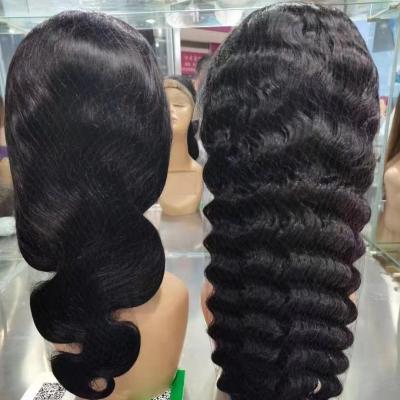 China Brazilian 5x5 6x6 Prepluck Glueless Virgin Hair Lace Front Wigs Deep Wave U Part HD Transparent 100% Lace Frontal Wig for sale