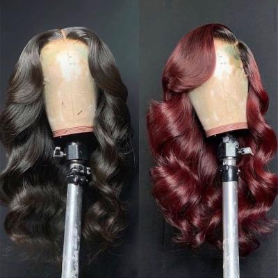 China 28 30 32 Inch Virgin Human Hair Wig Body Wave Transparent Brazilian Wavy Loose Body Wave Frontal Hair Wigs Lace Front Yexin for sale