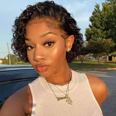 China Brazilian 4x4 Human Hair Short Hair Wig Pixie Cut Curls 13*4 Pixie Cut Frontal Closure Wigs Lace Front Vendors For Black Women for sale