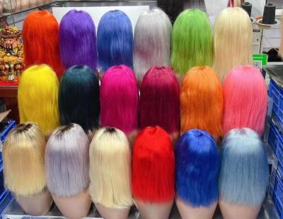 China Cheap Blue Hair Wigs Hd Clsoure Bob Lace Front Remy Human Hair Wigs Brazilian Ombre Hair Straight Blue Wigs For Women Lace Front Frotnal Wig for sale