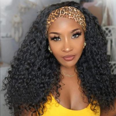 China Cheap Price Headband Wig Silk Band Wigs For Black Women Brazilian Wig Bands Tied For Curly Hair Remy Make Black Women Headband Wigs for sale