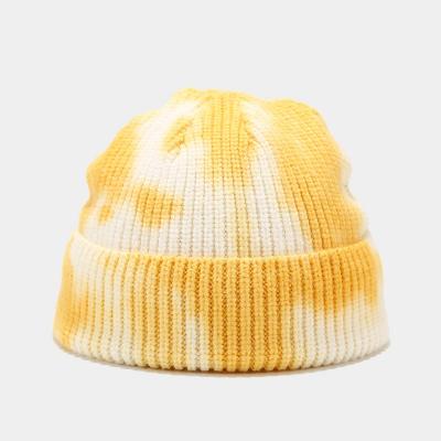 China COMMON border e-commerce hot sale dye knotting knitted hat women autumn and winter street outdoor hip-hop knitted bowler leather hat with a for sale