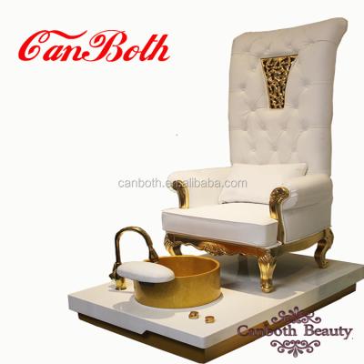 China Nail trade salon using gold king throne pedicure chairs with full set spa gold chair CB-FP007 for sale