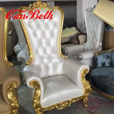 China White And Gold Luxury Pedicure Throne King Canboth Chair With Pedicure Bowl With Spray CB-FP003 for sale