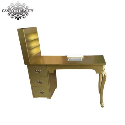 China New Modern Modern Salon Furniture Beauty Design Manicure Table Gold Nail Table for sale