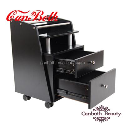 China Dark Wood Barber Shop Beauty Salon Furniture Wood Beauty Salon Trolley Pedicure Trolley CB-T108 for sale