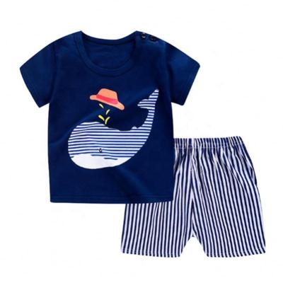 China Wholesale Breathable 2pcs Baby Boy Clothes Sets Toddler Summer Baby Boy T-shirt Strap Shorts Boys Boutique Outfits for sale