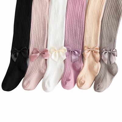 China Autumn New Baby Leggings Baby Girl Antibacterial Socks Bow Knit Children's Pantyhose for sale