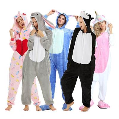 China QUICK DRY Unisex Adult Cute Cartoon Women Cashmere Cotton Winter Onesie Pajamas Flannel Nightgowns Animal Sleepwear for sale