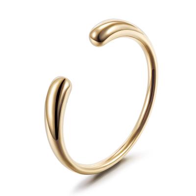 China Simple CLASSIC Minimalist Shiny Gold Stainless Steel Cuff Bracelet for sale