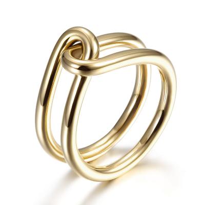 China Vintage Custom Meaningful 14k Gold Plated 316L Stainless Steel Knot Ring for sale