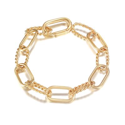 China CLASSIC Fashion Jewelry Stainless Steel Twisted Interlocking Gold Plated Bracelet for sale