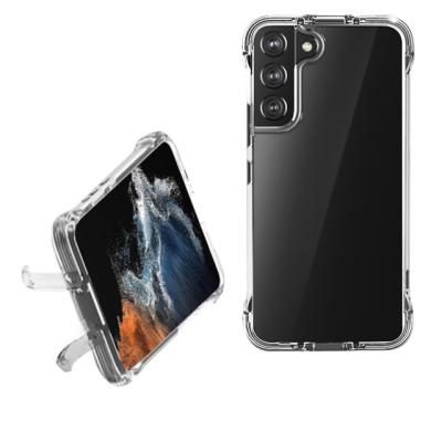 China Waterproof Shockproof Phone Case For S22 Kickstand Transparent TPU S22 Kickstand PC Case For Samsung Galaxy S22 Phone Cases With Stand for sale