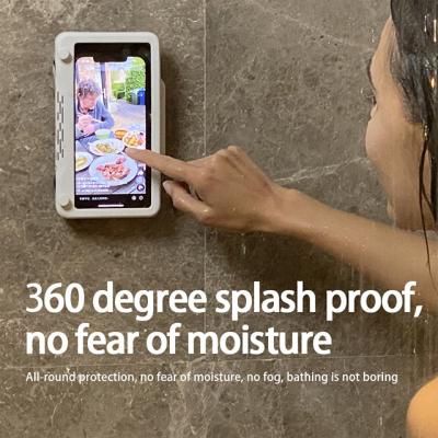 China Shockproof Horizontally And Vertically Rotation Wall Mounted Bathroom Mobile Phone Box Waterproof Phone Case For Shower for sale