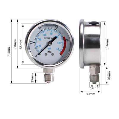 China -5â „ ƒ ~55â „ ƒ HIROSS Liquid Filled Wholesale Brass Pressure Gauge Pressure Gauge Pressure Gauge for sale