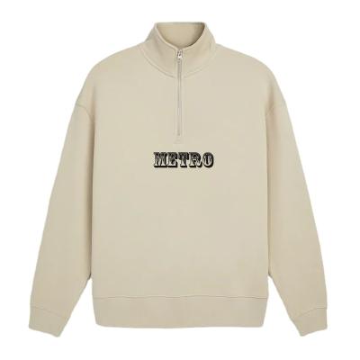 China Premium Custom Wholesale Custom Viable Top Sweatshirt Beige Zipper Collar Sweatshirt for sale