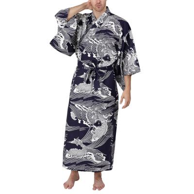 China QUICK DRY custom printed for men's long robe kimono cardigan fashion wholesale silk kimono for sale