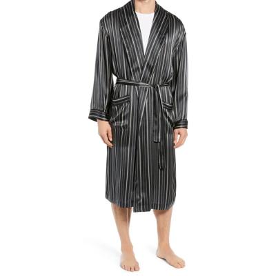 China Breathable metro silk fabric for kimonos custom logo men striped long kimono wholesale unisex robes for sale