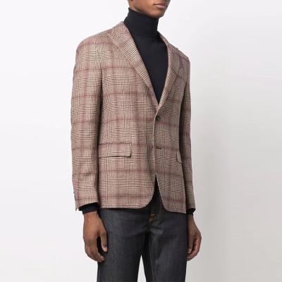 China Custom Made Winter Fashion Blazer Metro Size Plus Size Plaid Blend Single Breasted Men Blazers for sale