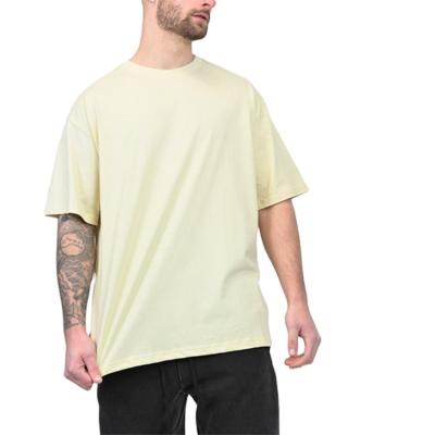 China Factory Wholesale Bulk Clothing Manufacturer Men's Heavy Beige Anti-Wrinkle T-shirt Solid 100% Cotton White Plus Size Men's Tee for sale