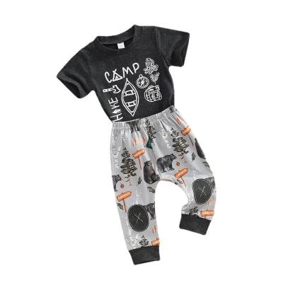 China 2022 new style anti-shrink cheap baby clothes sets boy cotton tops baby clothes sets cool pants baby set overall for sale