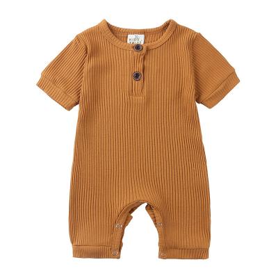 China Wholesale Unisex Baby Rompers 95%/5% Cotton Spandex Toddler Jumpsuits Onesie Button Short Sleeve Cotton Rompers Newborn Rompers for sale