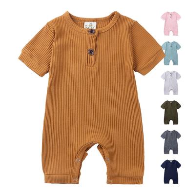 China Newborn Unisex Baby Summer Clothes Plain Onesie Rib Fabric Infant Romper Jumpsuit 95%/5% Cotton Spandex Maker for sale