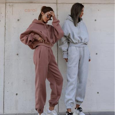 China 2021 Breathable Oversized Sweatsuit Women Hoodies Sets Falling Sweatsuit Pants Casual Two Piece Set Clothing Suit For Women Pant Sets for sale