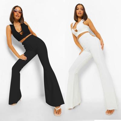 China Autumn Sale Women Skinny Two Piece Sets Loungewear Pants Crop Top Suit Women Breathable Sexy Hot QUICK DRY Color High Waist for sale