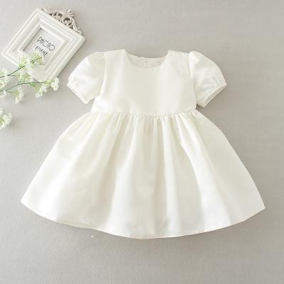 China Breathable Lantern Sleeve Chiffon Embroidery Shirt Baptism Dress With Hat Baby Party Newborn Wedding Dress for sale