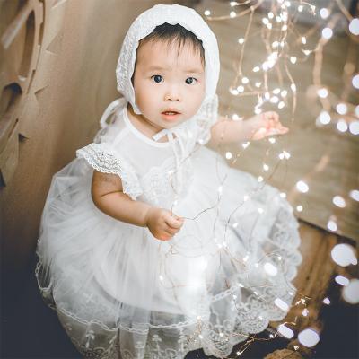 China Breathable Baby Sleeve Embroidery Baptism Slim Dress Ruffled Princess Party Wedding Skirt for sale