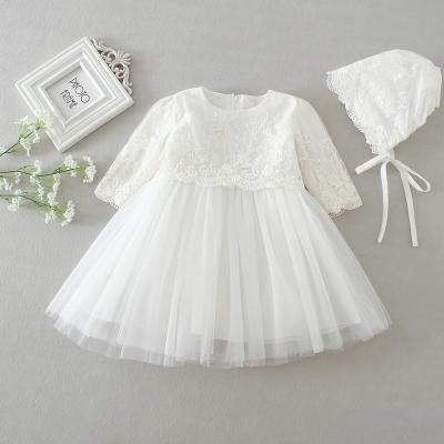 China Breathable Western Toddler Girl Birthday Dress Chiffon Longsleeve&Sleeveless Infant Baptism Dress for sale