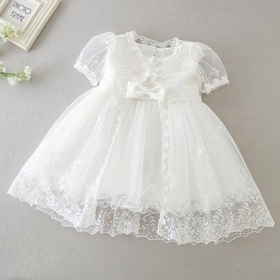 China Newborn Baby Birthday Party Wedding Dress Christening Breathable White Shirt Decal Chiffon Dress for sale