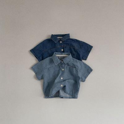 China Polyester/Cotton Baby Boy Girls Denim Short Shirt Shorts Suit Tide Comfy Cute Children Clothing Set for sale