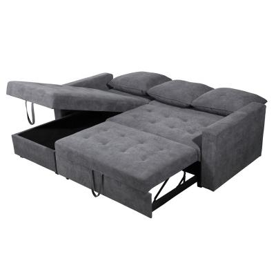 China (Size)Reclinable Back Lounge Adjustable Dense Back Support Convertible Corner Sofa With Bed With Storage for sale