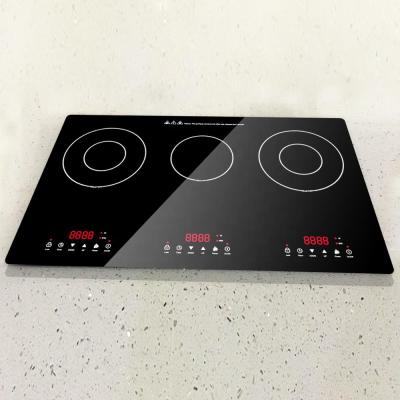 China Separate working & Co-working 3 Induction Cooktop / 3 Burners Integrated Waterproof 3 Hobs 220V Induction Cooker OEM Set for sale