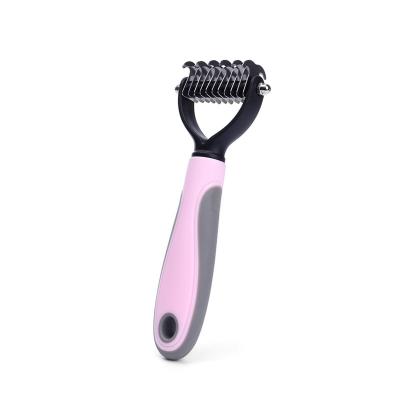 China Hot Selling Viable 2 in 1 Pet Comb Knot Hair Removal Slicker Deshedding Brush and Dematting Comb for sale