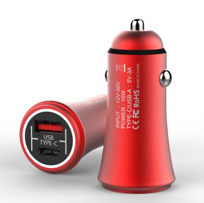 China 2021 New Model PD18W Mobile Phone Car Charger 2in1 Car Charger For Vehicle 32A TypeC Charging Pad With USB for sale