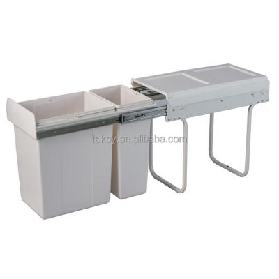 China Dark Gray White Soft Closing Plastic Hidden Bottom Stocked 30L 40L Sideboard Mounted Clearance Waste Bin for sale