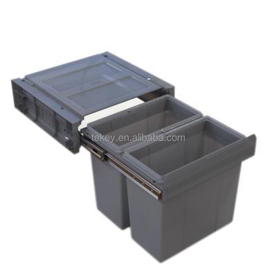 China Hot Selling Modern Design 2X16L Plastic Stored Side Mounted Drawer Box Plastic Waste Bin TECHKEY JC-636 for sale