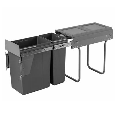 China TEKEY factory stocked manufacturing soft close double pull out cabinet waste bin 30L 40L for sale