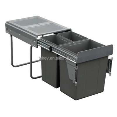 China Factory Price Stocked Recycling 20L+10LX2 Kitchen Waste Bin Soft Closing Base Mounted In Cabinet for sale