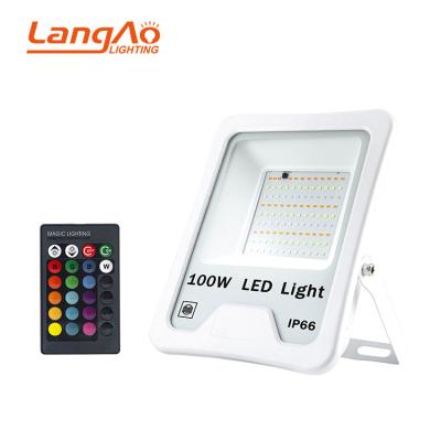 China LangAo IP66 50w 100w 200w RGB LED Outdoor High Quality Waterproof Aluminum Colorful Flood Light for sale